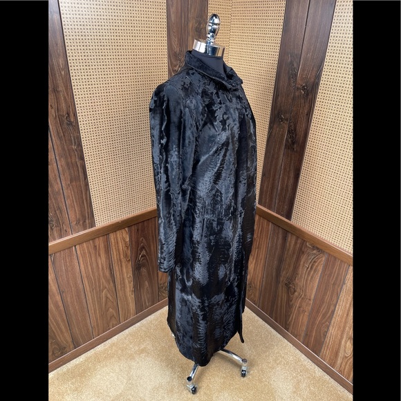 Full Length Neiman Marcus Feraud Paris Black Russian Broadtail Fur Coat Small - Picture 3 of 13
